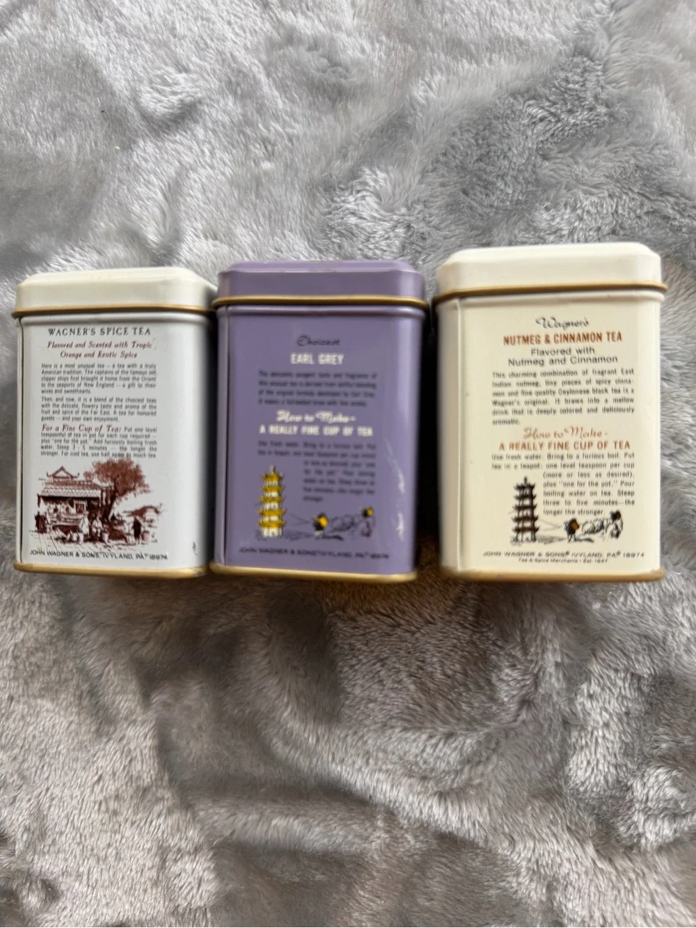 Vintage Style Tea Canister Set in Lavender and Cream - Spice Tea Collection